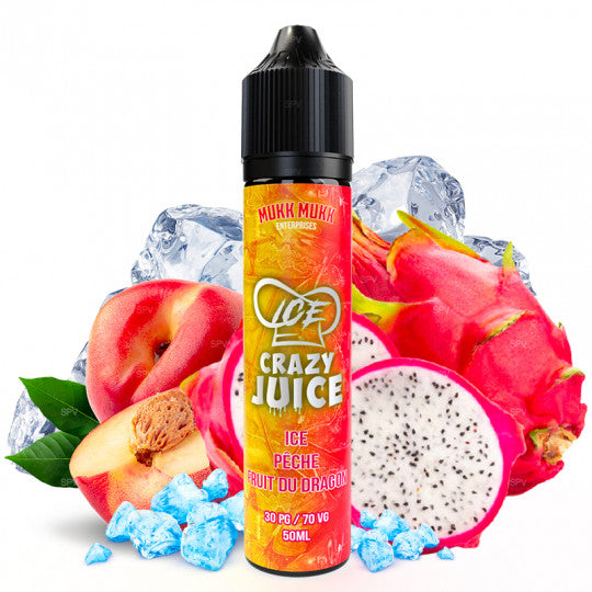 🍑 E-liquide Ice Pêche Fruits du dragon- Ice Crazy Juice by Mukk Mukk 50 ml (omg)